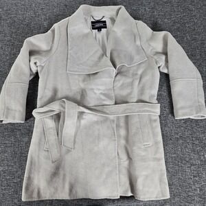 Lands End Women's Dove Grey Cream Belted Coat
